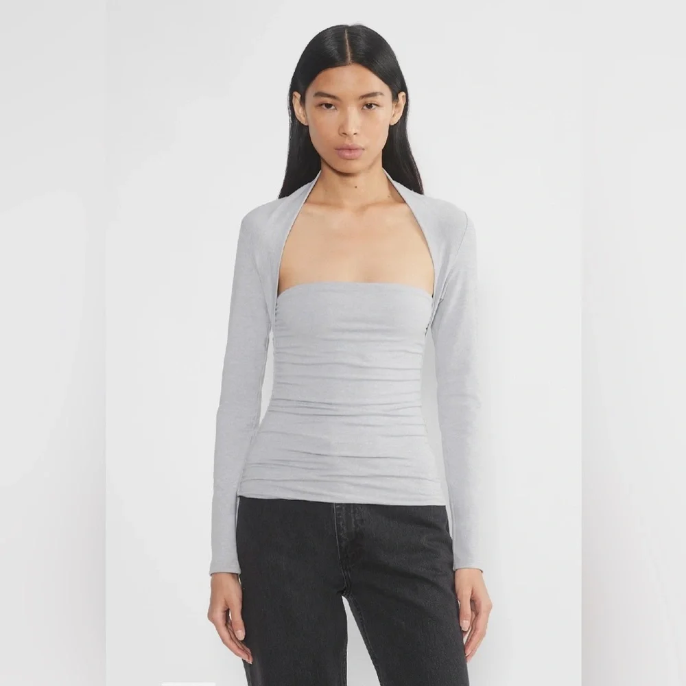 Aritzia Contour Flourish Longsleeve Top Chrome Ruched Flattering Smoothing - Picture 1 of 11
